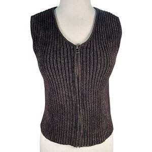 Vintage 90s Classiques Entier Ribbed Zip Vest L Y2K Artisan Hobo Grunge Wool